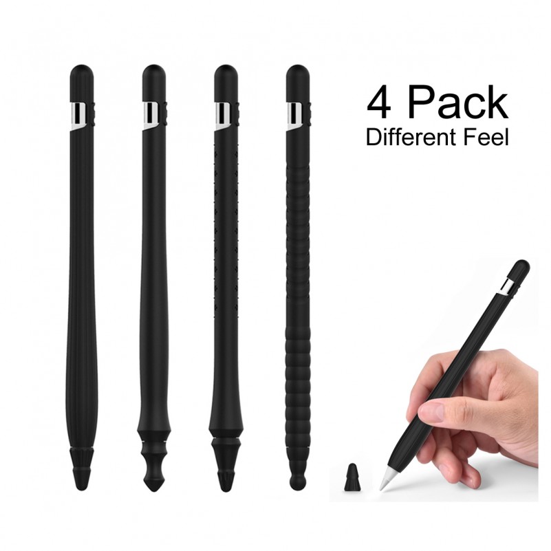 Best Buy Apple Pencil Case Cover Silicone Cap Protective Sleeve Anti-Lost Integrated  (4 Pack Black) online with free shipping from HALLEAST online shop.